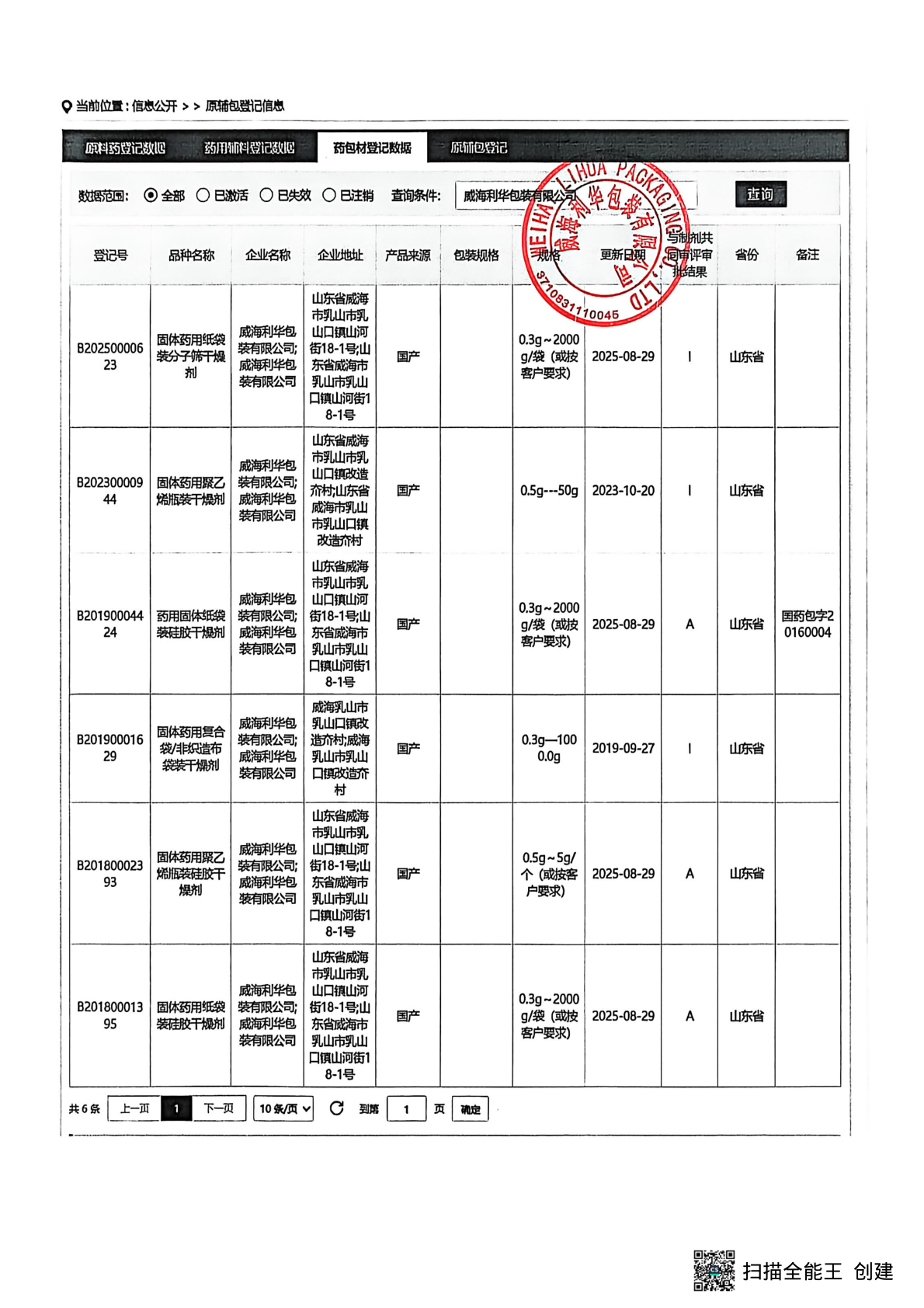CDE药包材登记证